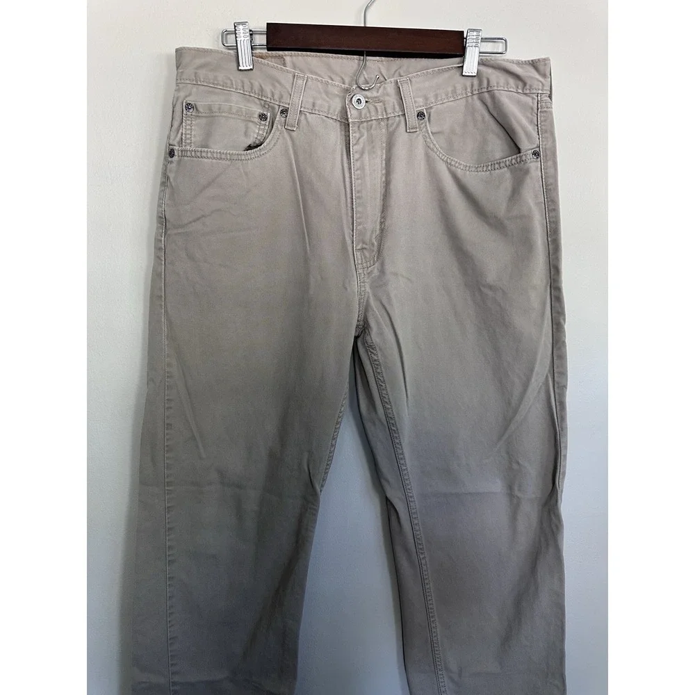 Levis Mens 505 Jeans Size 34x29 Khaki Straight Casual Denim Stretch Classic Tan